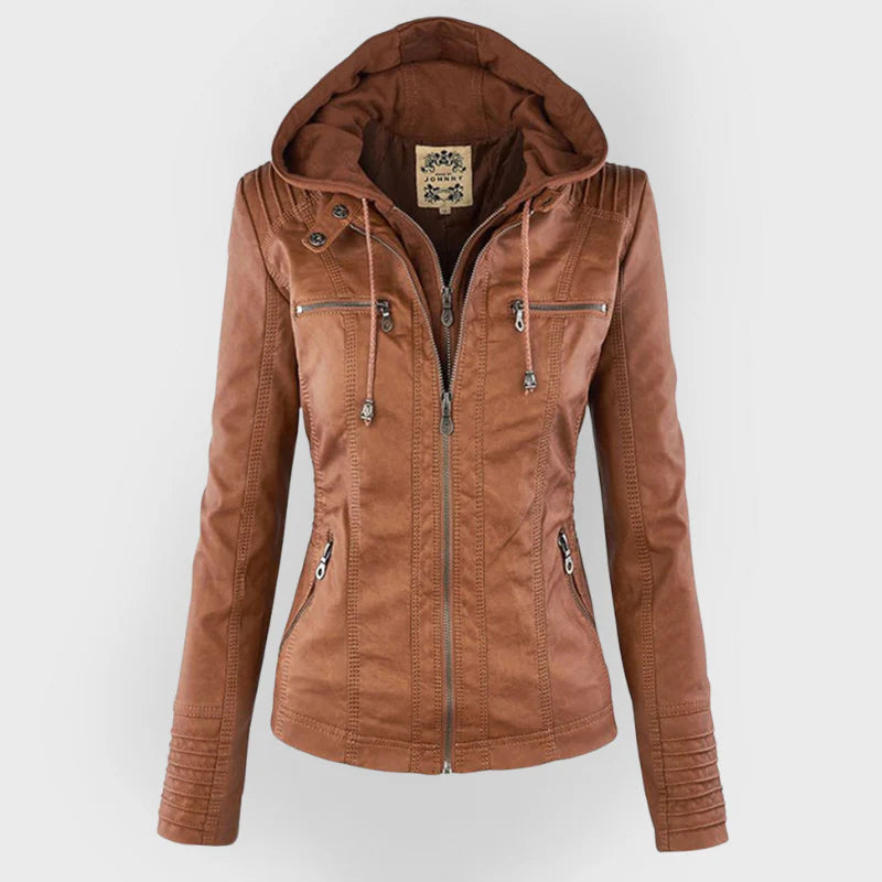 Renata | Hooded Leather Jacket