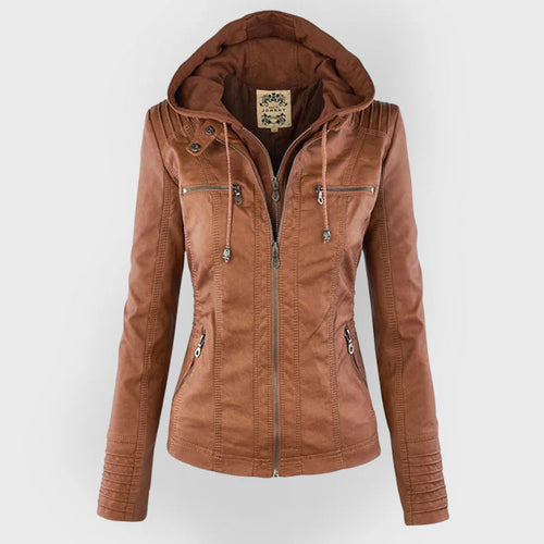 Renata | Hooded Leather Jacket