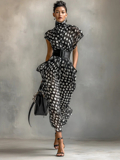 Elowen | Polka Dot Chiffon Maxi Dress