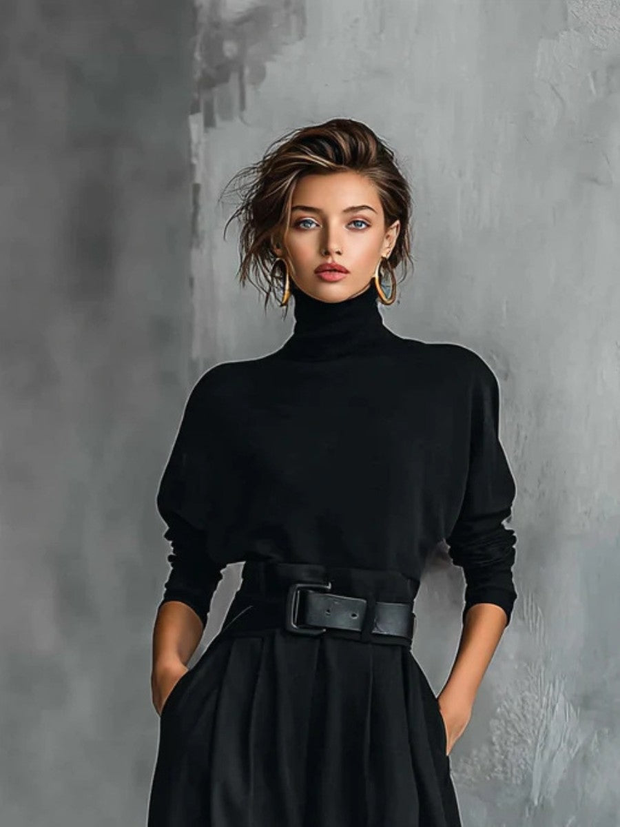 Novira | Black Turtleneck Set