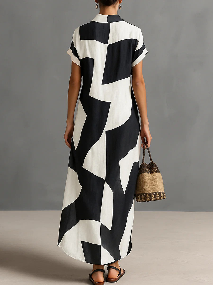 Altheira | Geometric Chiffon Shirt Dress