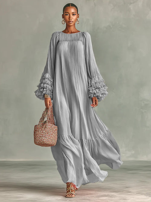 Anivelle | Pleated Chiffon Maxi Dress