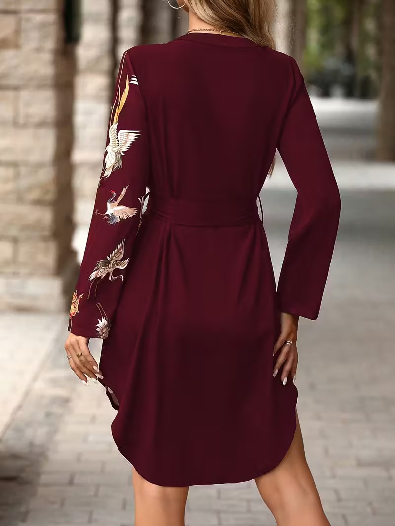 Amivienne | Long-Sleeve Floral Wrap Dress