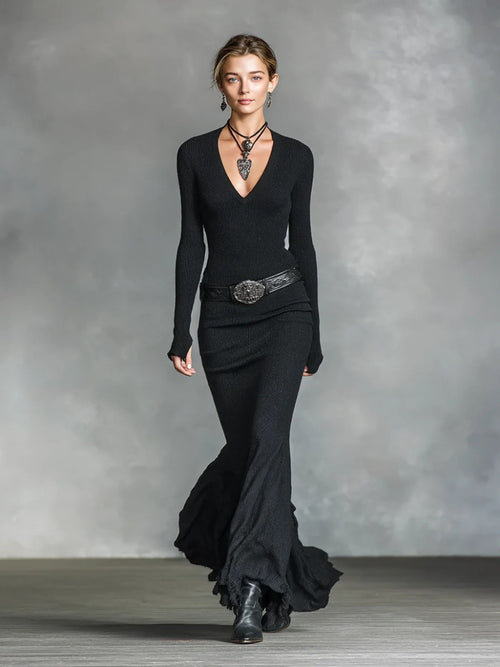 Serenya | Jersey V-Neck Maxi Dress