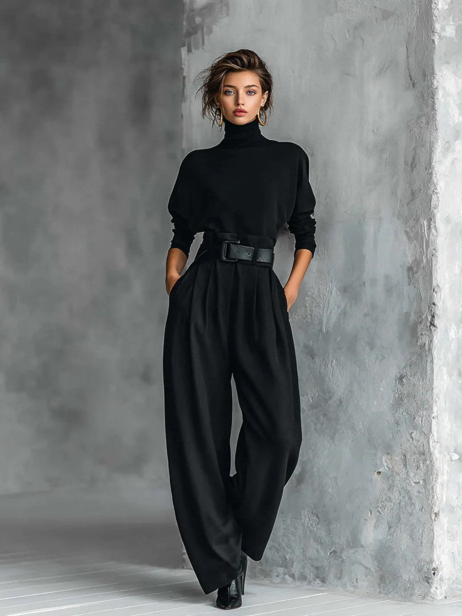 Novira | Black Turtleneck Set