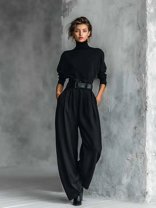 Novira | Black Turtleneck Set