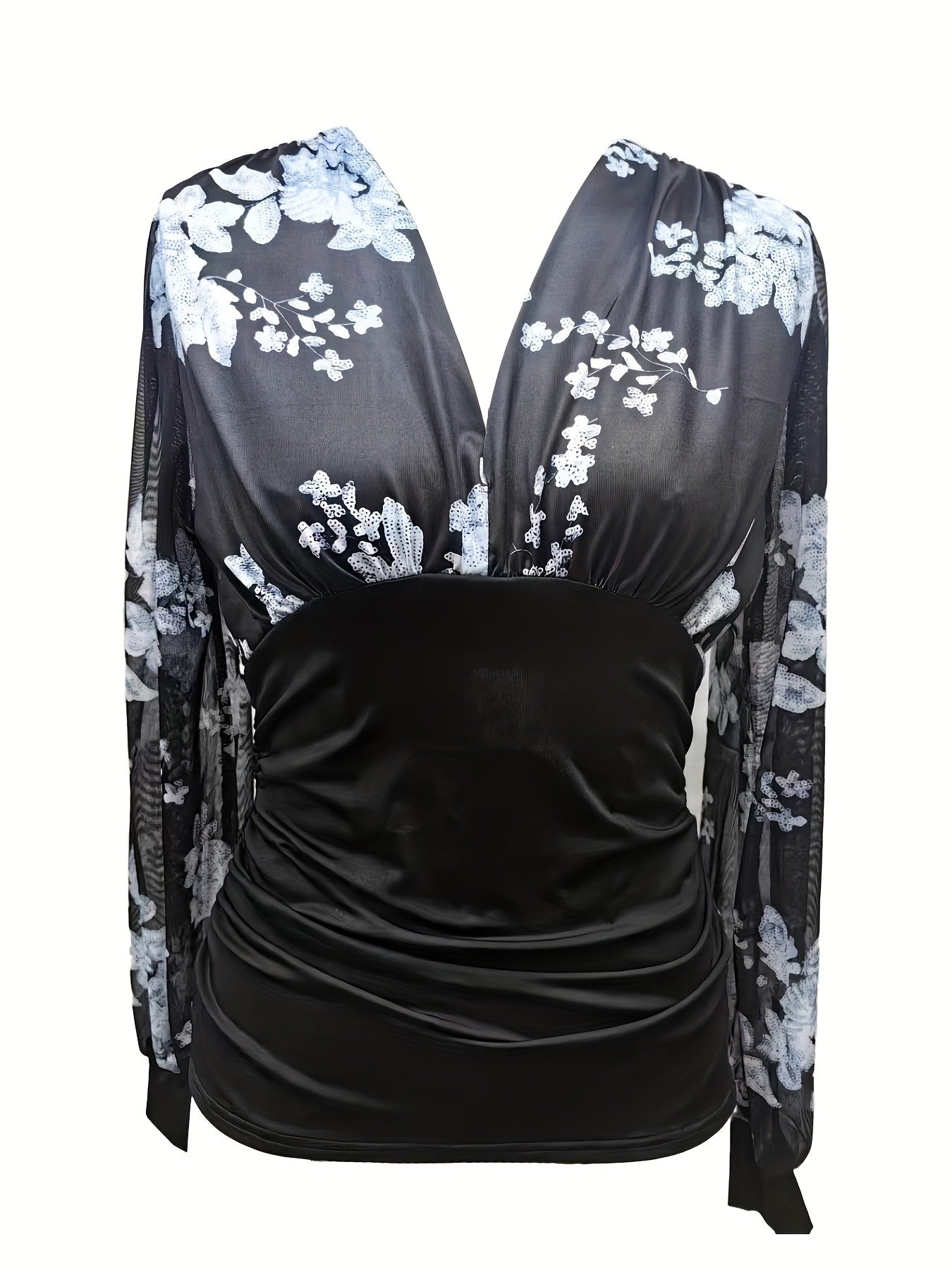 Maelis | Floral Sleeve Crossover Top
