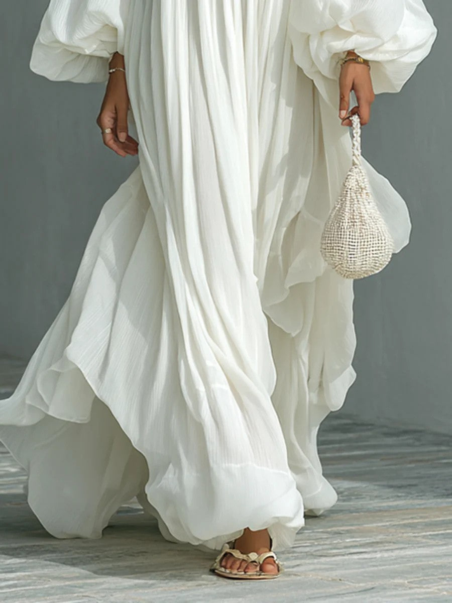 Lysandra | Pleated Lapel Maxi Dress
