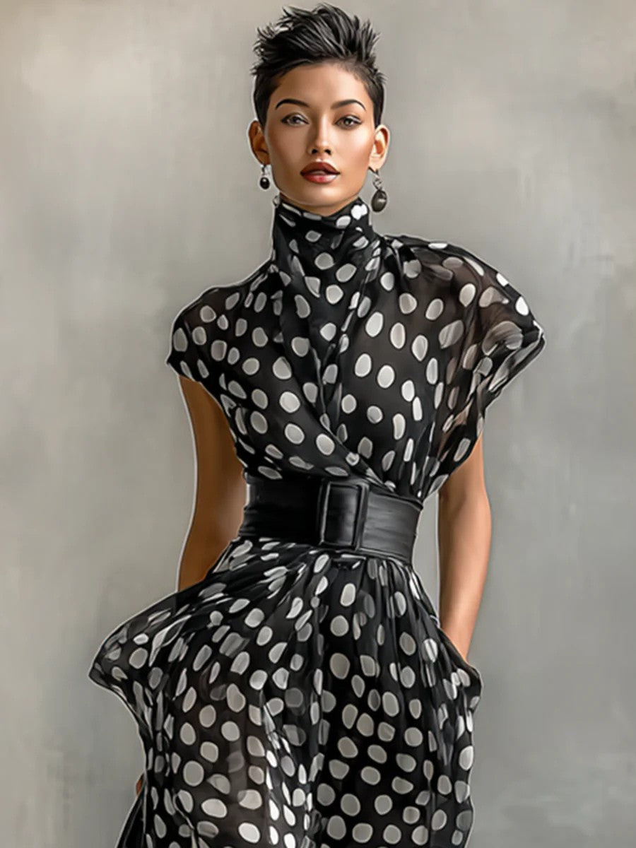 Elowen | Polka Dot Chiffon Maxi Dress