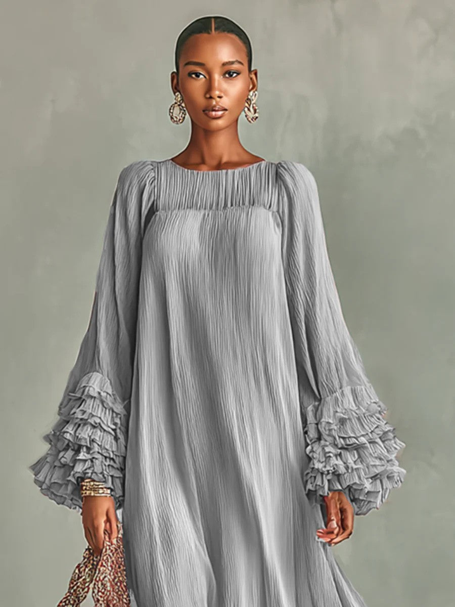 Anivelle | Pleated Chiffon Maxi Dress