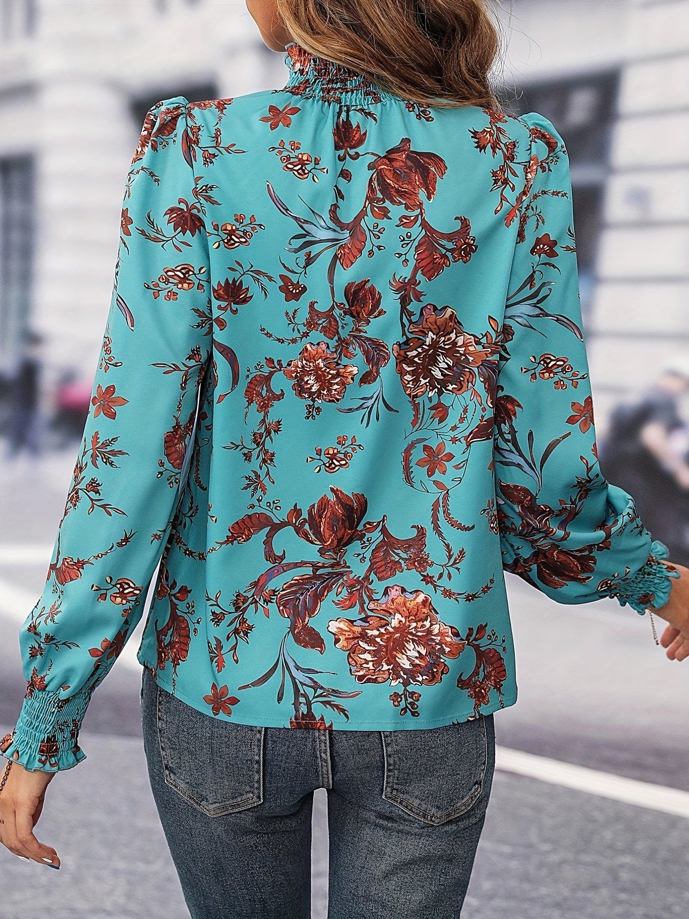 Veylisse | Floral Stand-Collar Shirt