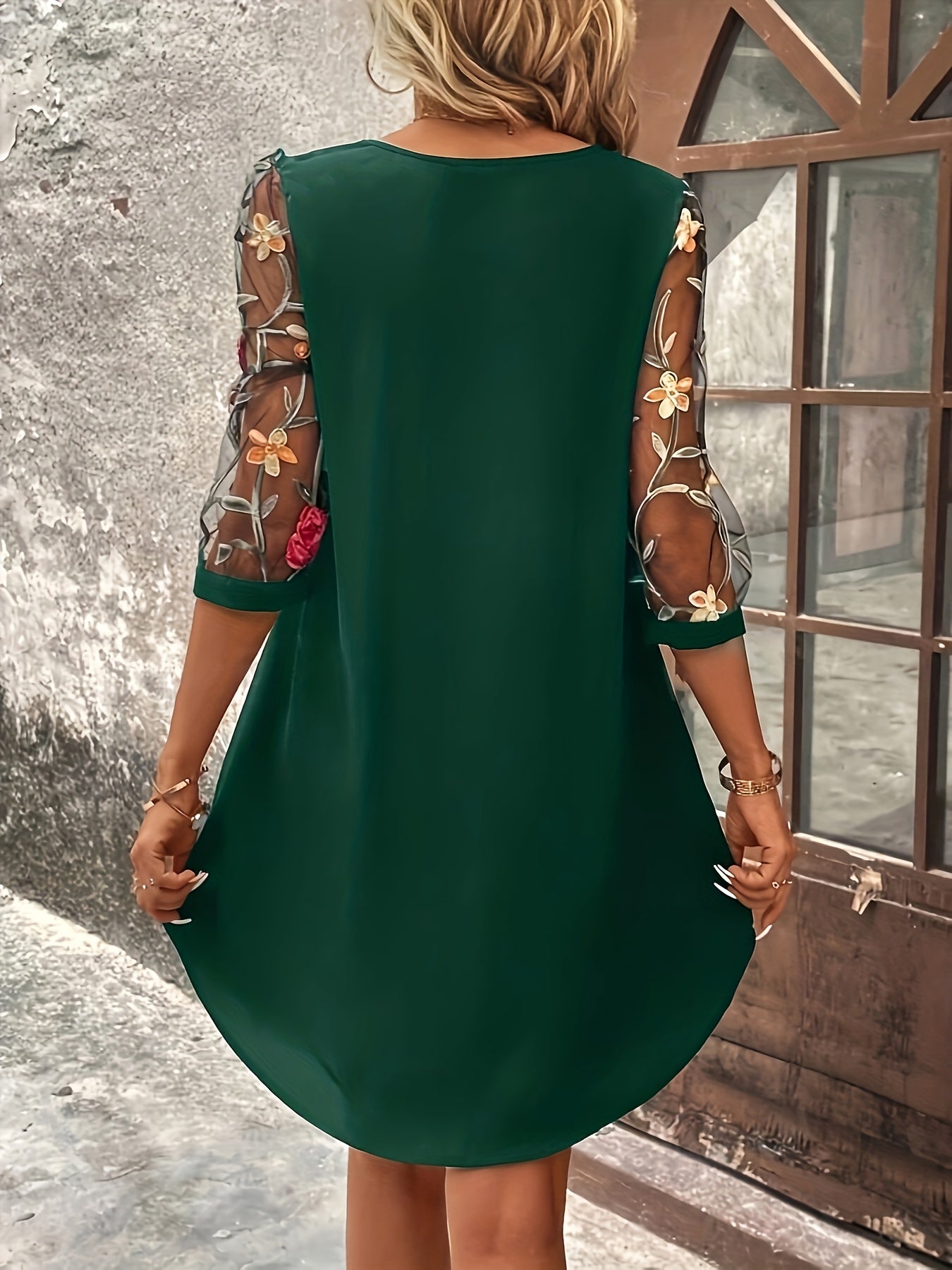 Lysandra | Elegant Floral Sleeve Dress
