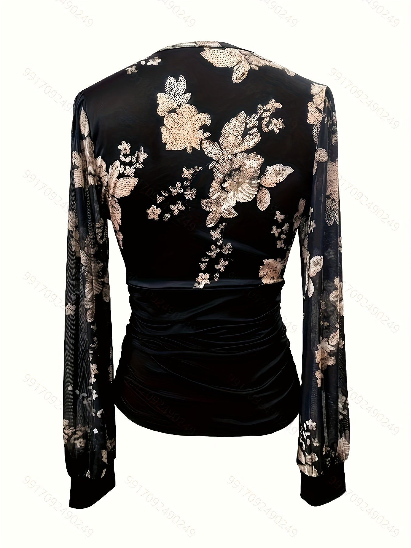 Maelis | Floral Sleeve Crossover Top