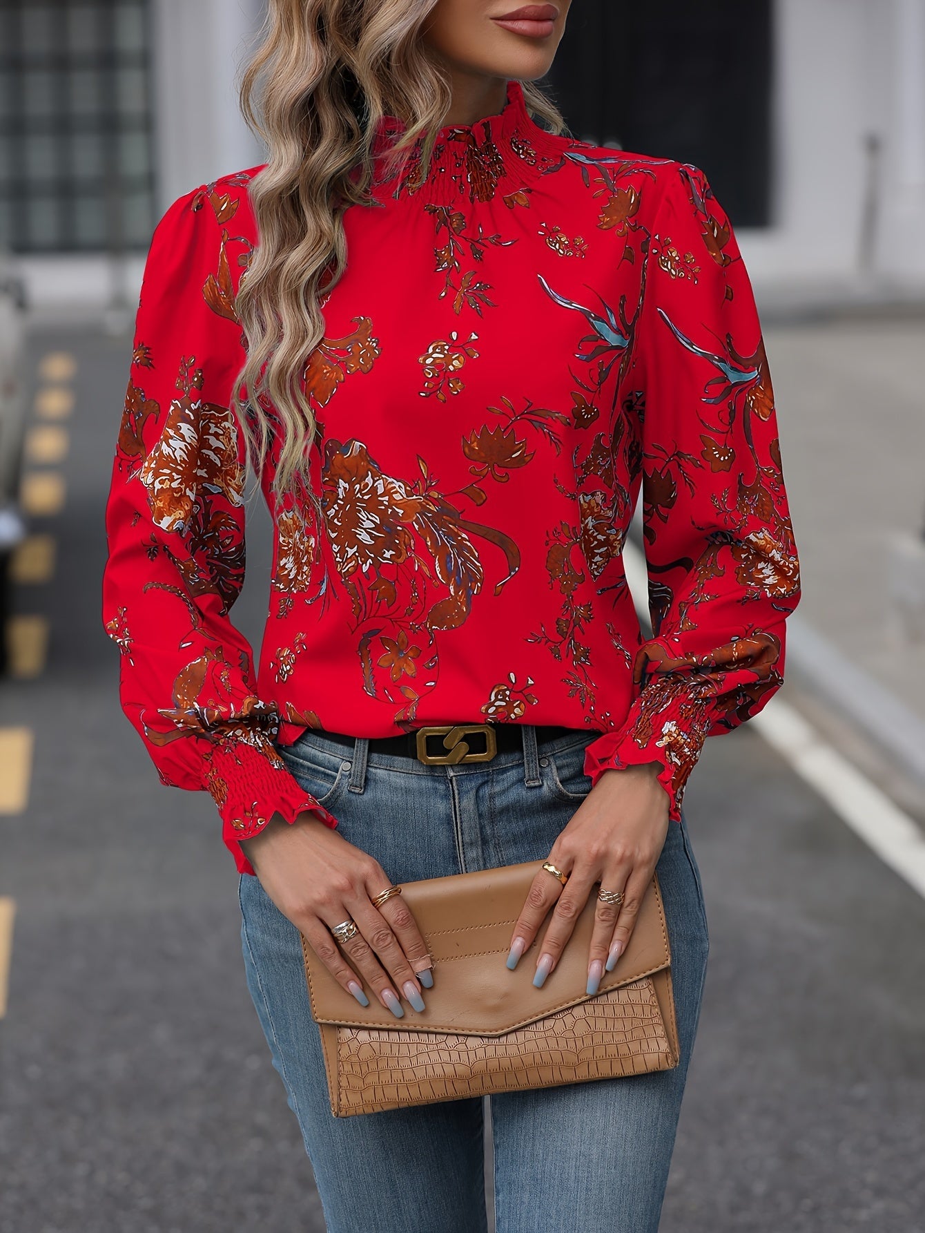 Veylisse | Floral Stand-Collar Shirt