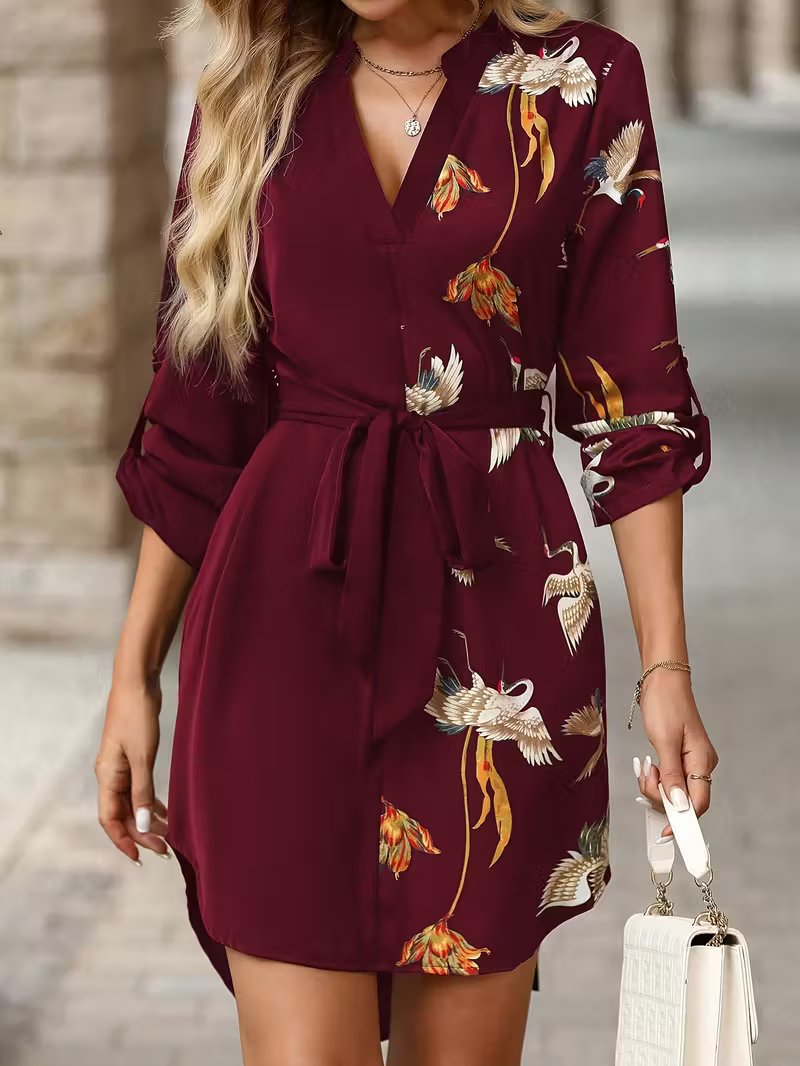 Amivienne | Long-Sleeve Floral Wrap Dress