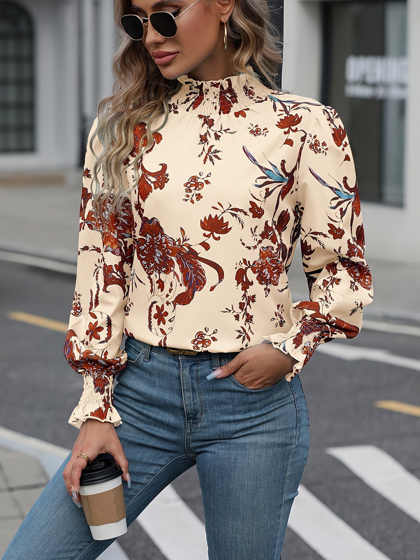 Veylisse | Floral Stand-Collar Shirt