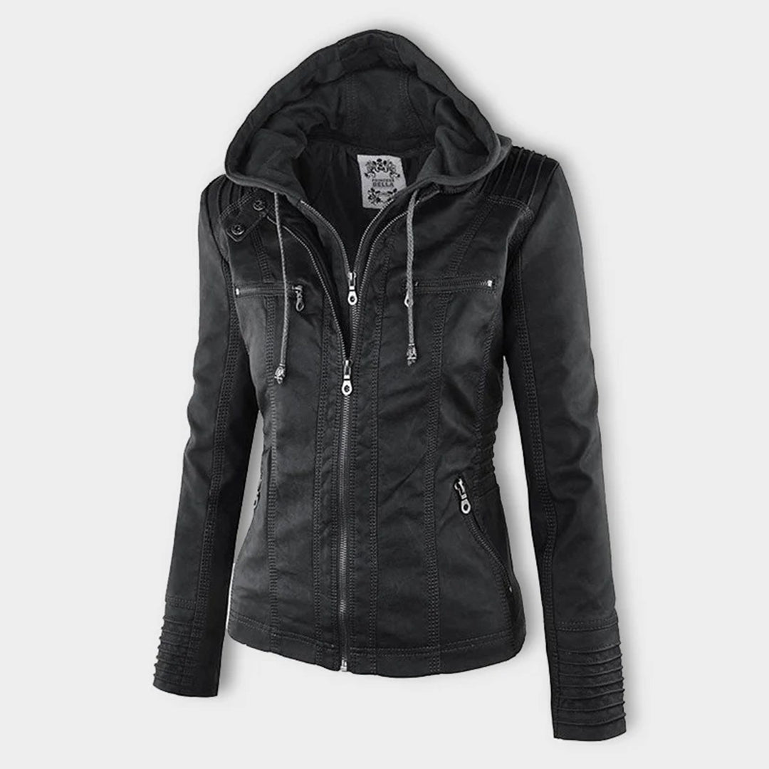 Renata | Hooded Leather Jacket