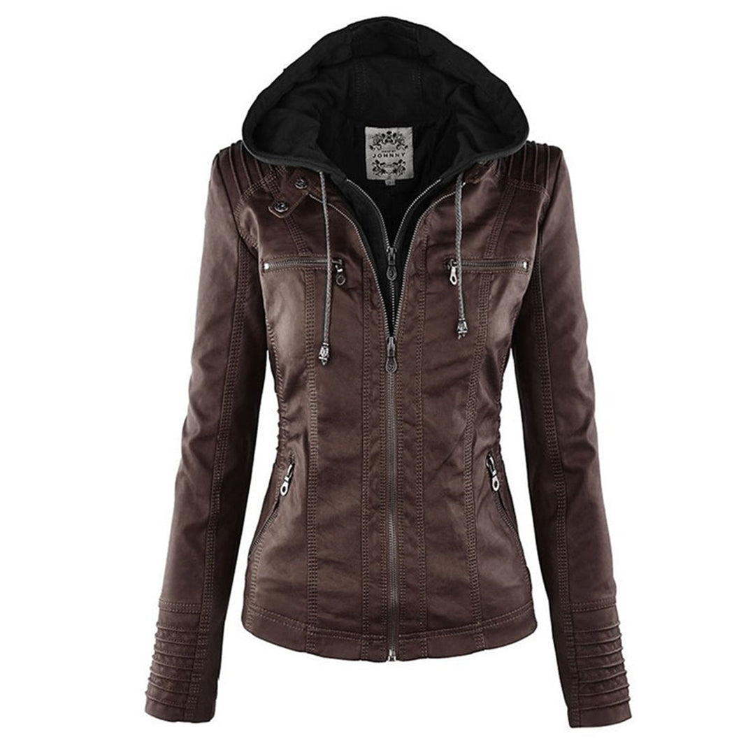 Renata | Hooded Leather Jacket