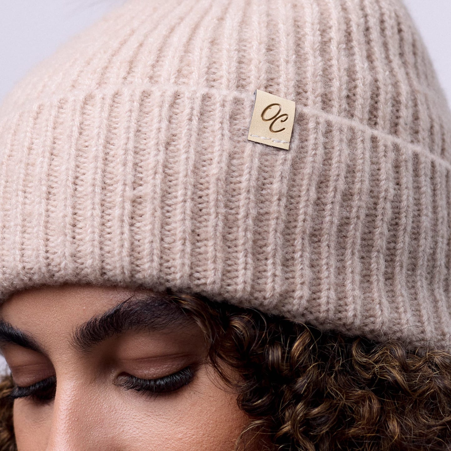 Satin Lined Beanie with Pom - Carrie in Sand