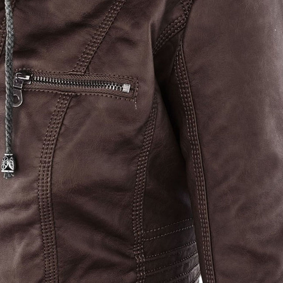 Renata | Hooded Leather Jacket