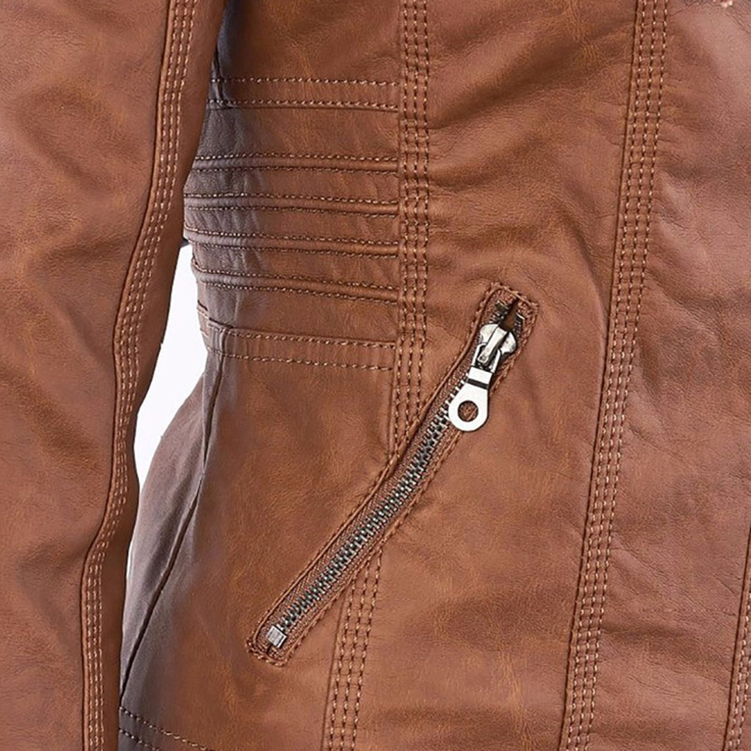 Renata | Hooded Leather Jacket