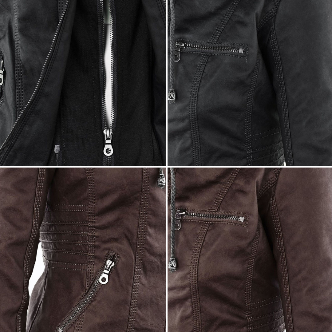 Renata | Hooded Leather Jacket