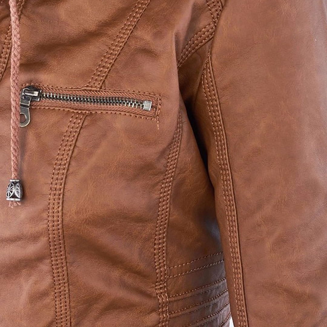 Renata | Hooded Leather Jacket