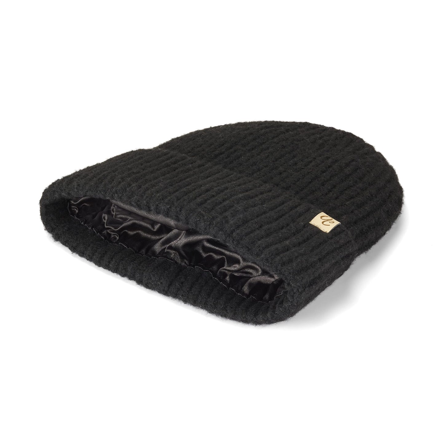 Satin Lined Beanie - Ella in Black