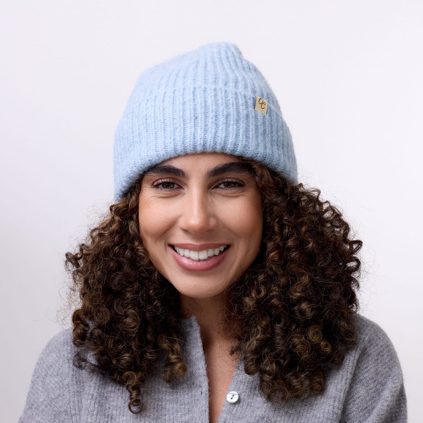 Satin Lined Beanie - Ella in Light Blue