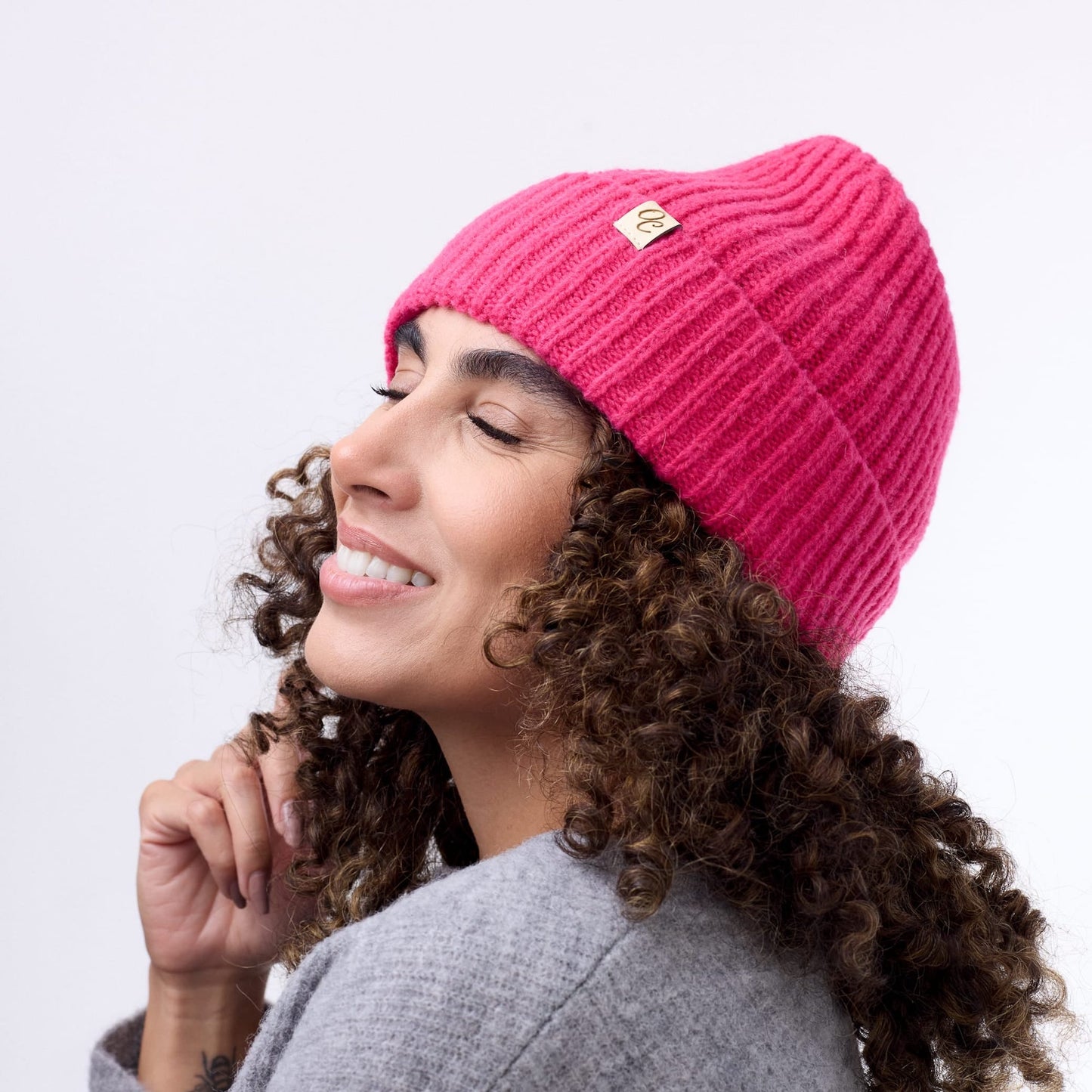 Satin Lined Beanie - Ella in Hot Pink
