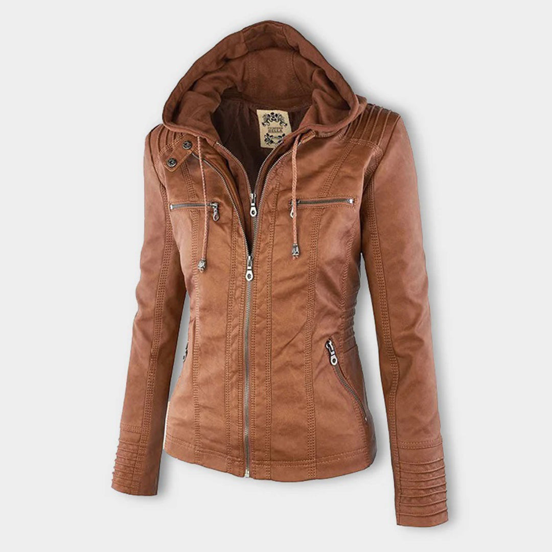 Renata | Hooded Leather Jacket