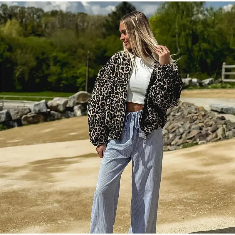 Selene | Leopard Print Bomber Jacket