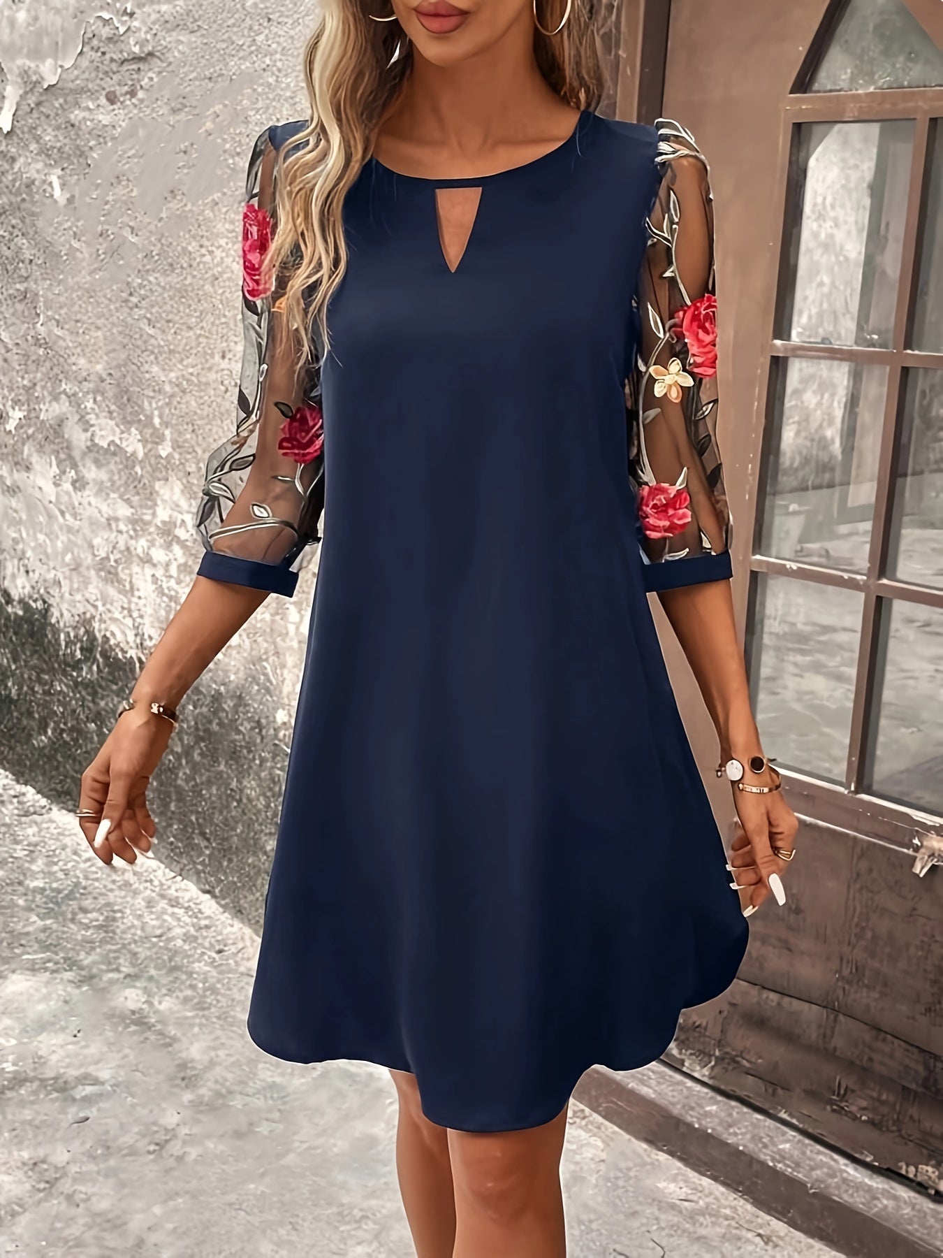 Lysandra | Elegant Floral Sleeve Dress