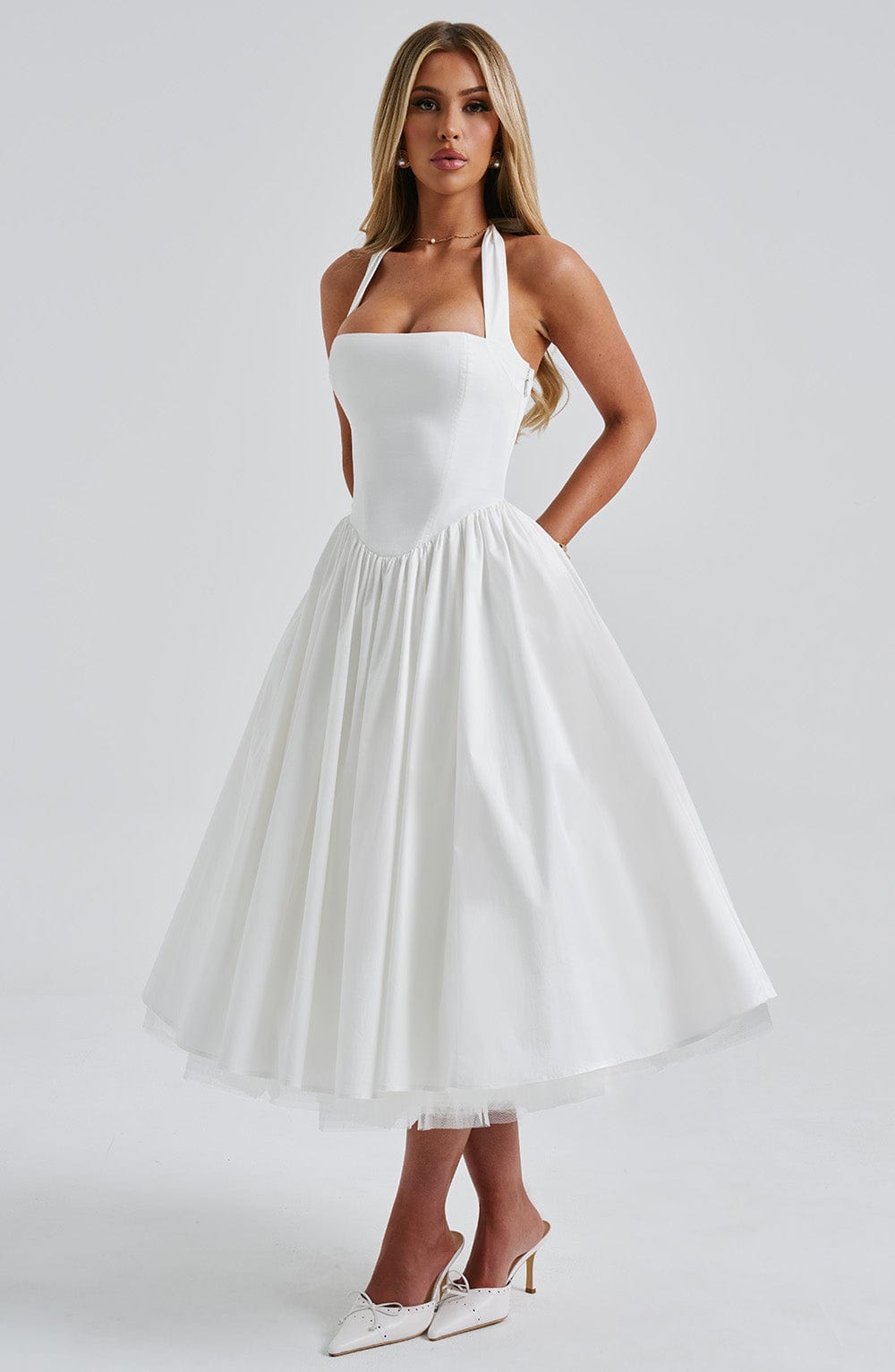Valenne | Ivory Midi Halter Dress