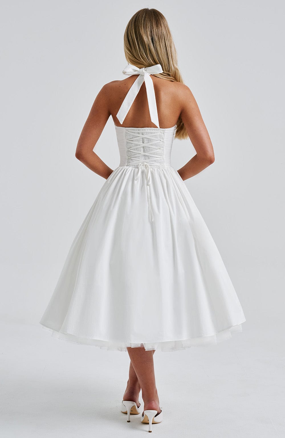 Valenne | Ivory Midi Halter Dress