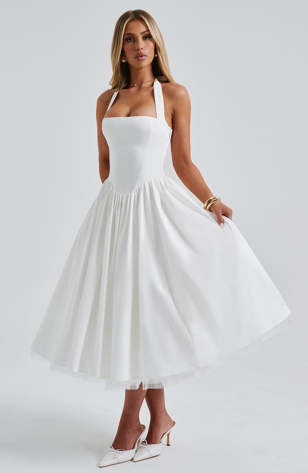 Valenne | Ivory Midi Halter Dress