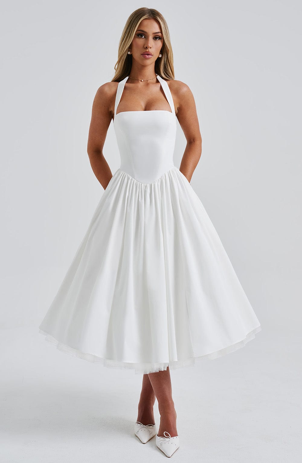 Valenne | Ivory Midi Halter Dress
