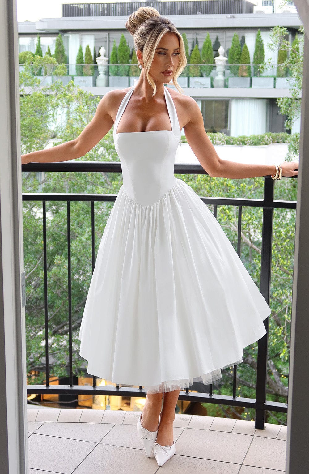 Valenne | Ivory Midi Halter Dress