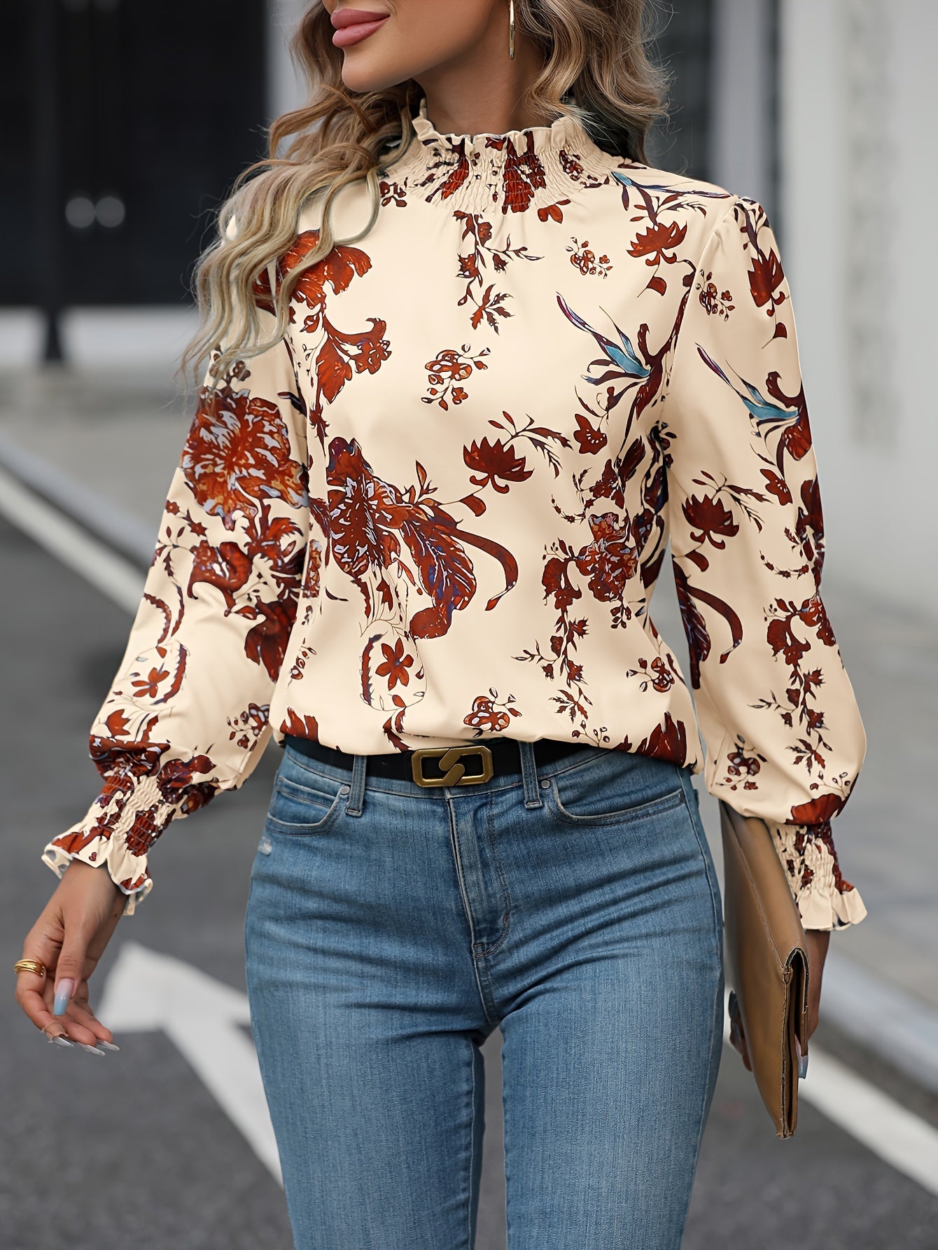 Veylisse | Floral Stand-Collar Shirt