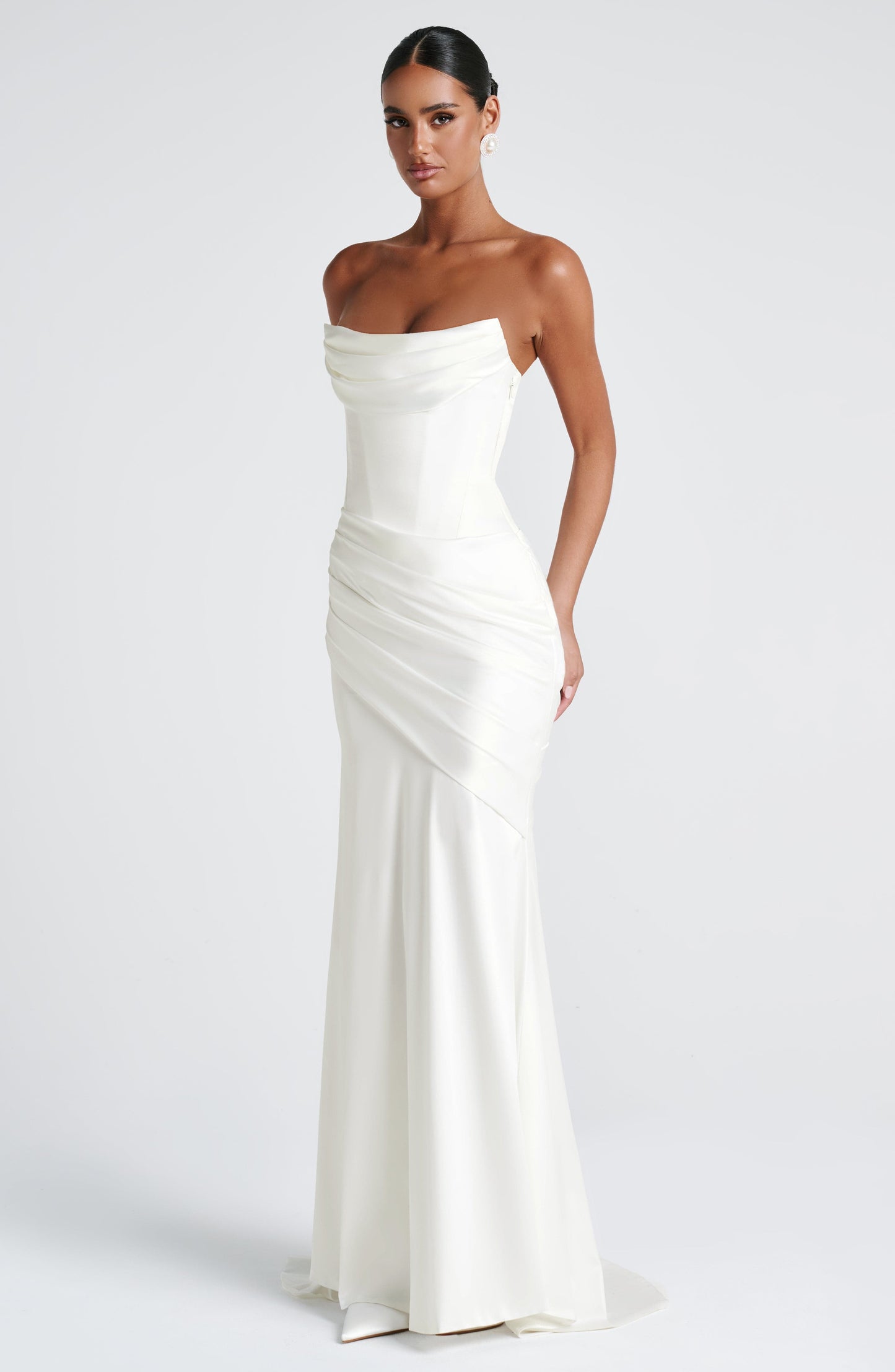 Serelith | Satin Ivory Maxi Gown