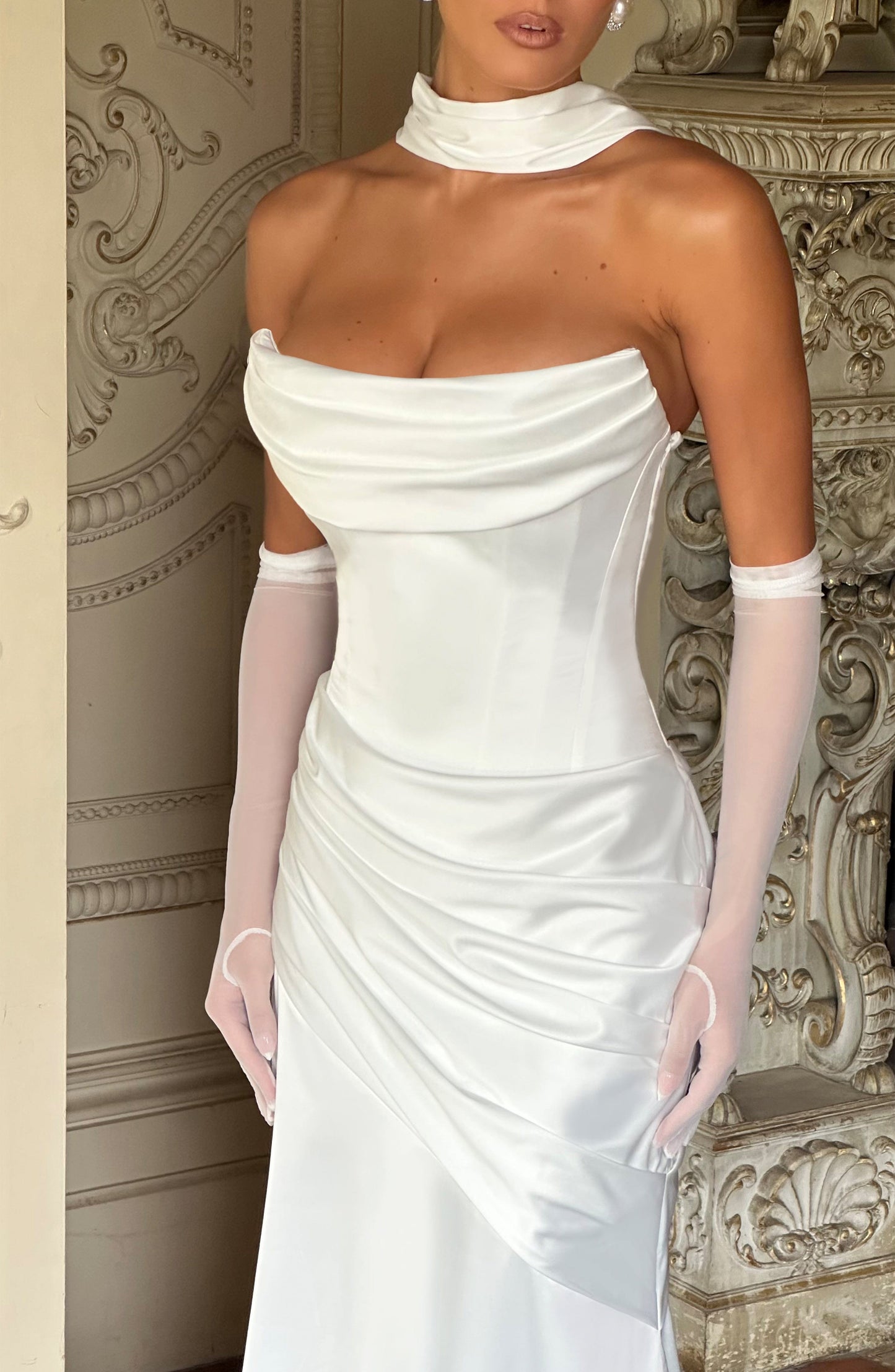 Serelith | Satin Ivory Maxi Gown