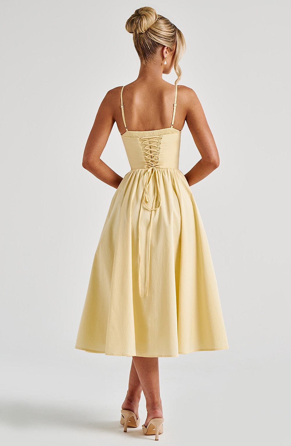 Solenne | Lemon Corset Midi Dress