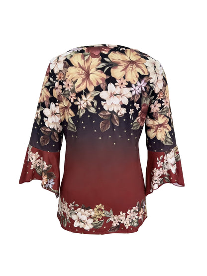 Marivelle | Floral V-Neck Top