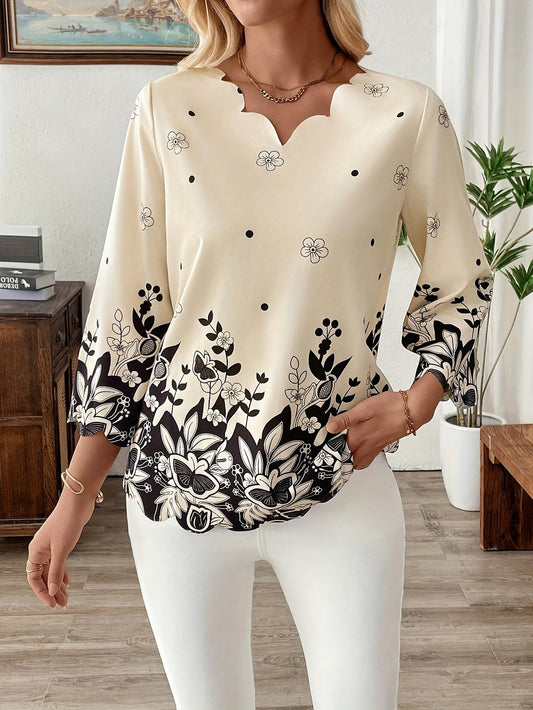 Solenne | Embroidered V-Neck Shirt