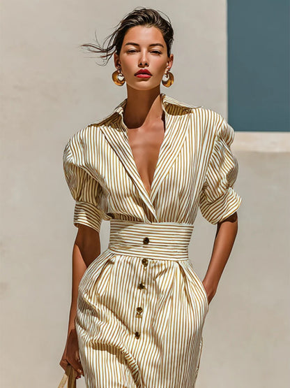 Caelora | Striped Midi Dress