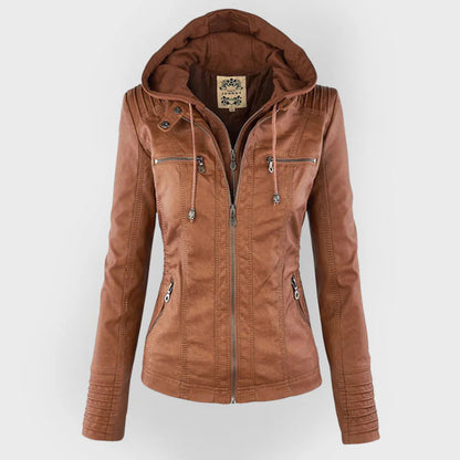 Renata | Hooded Leather Jacket