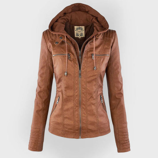 Renata | Hooded Leather Jacket