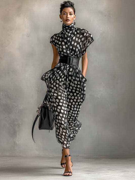 Elowen | Polka Dot Chiffon Maxi Dress
