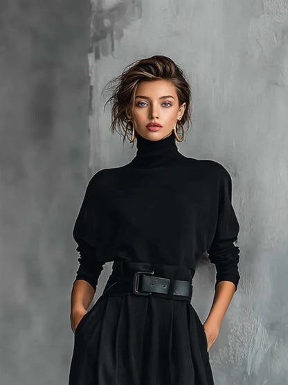 Novira | Black Turtleneck Set