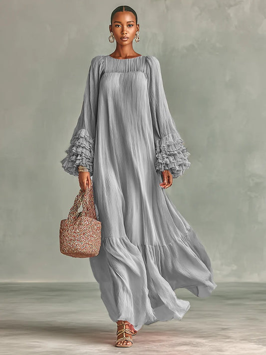 Anivelle | Pleated Chiffon Maxi Dress